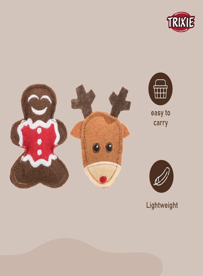 TRIXIE Xmas Elk and Gingerbread Figure Toy for Cats - Interactive Christmas Cat Toy Promoting Fun, Exercise & Engagement | Soft Plush Play Toy Ideal for Active Indoor Cats - Image 5